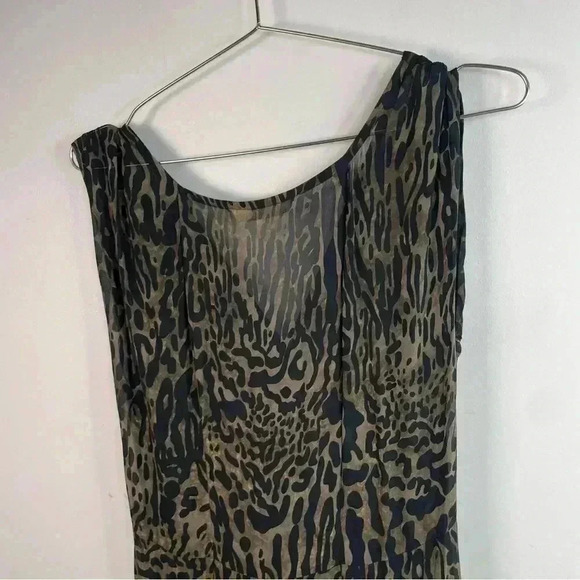 Rabens Saloner Barbara Black And Olive Green Sheer Animal Print Maxi Dress - Picture 5 of 9